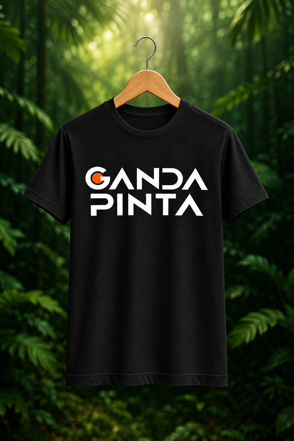 T-shirt preta personalizada Ganda pinta
